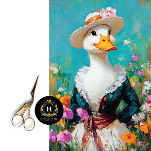 Papel De Seda Ganso Elegante com Chapéu Floral Decoupage