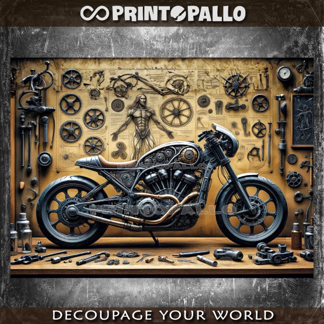 Papel De Seda Garagem de Da Vinci e bicicleta steampunk (Criador carregado)