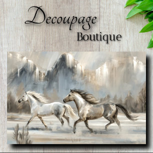 Papel De Seda Garangões Neutros Macios Com Decoupage de Montanha