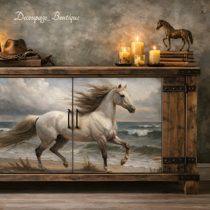Papel De Seda Garanhão Branco à Beira-Mar Decoupage