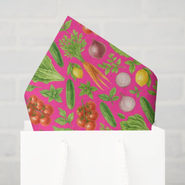 Papel De Seda Garden Party Vegetable Theme Paper — Luxe Design (Sacola de presentes)