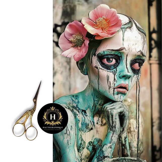 Papel De Seda Gárgula Triste com Decoupage Coroa Floral (Criador carregado)