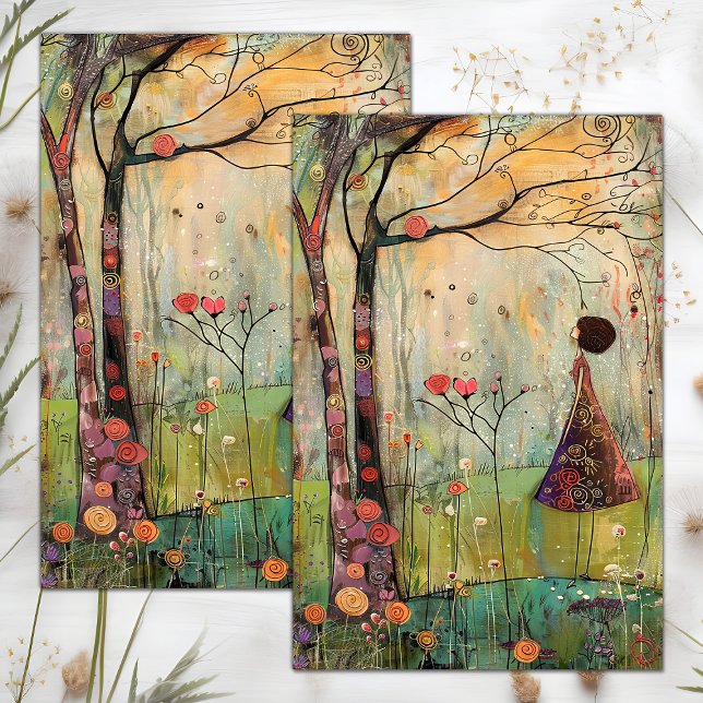 PAPEL DE SEDA GAROTA BOHO DA NATUREZA DECOUPAGEM (BOHO NATURE GIRL DECOUPAGE TISSUE PAPER)