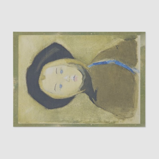 Papel De Seda Garota com Faixa Azul, Helene Schjerfbeck (Frente )