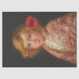 Papel De Seda Garota com Flor Vermelho no Cabelo