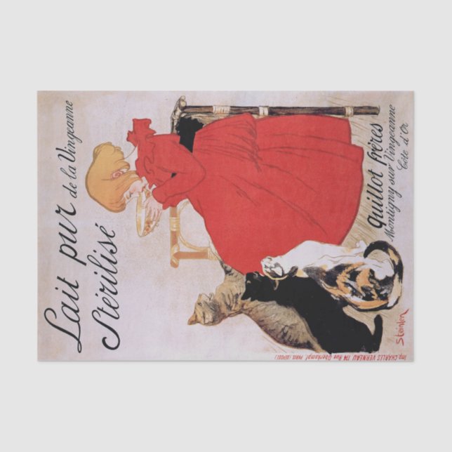 Papel De Seda Garota com Gatos, Alexandre Steinlen (Frente )