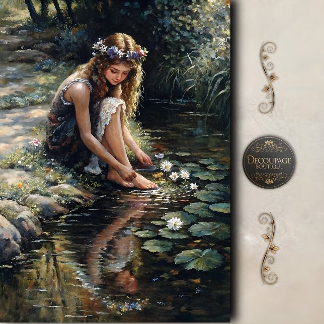 Papel De Seda Garota da Floresta por Stream Decoupage (Woodland Girl by Stream Decoupage Tissue Paper)