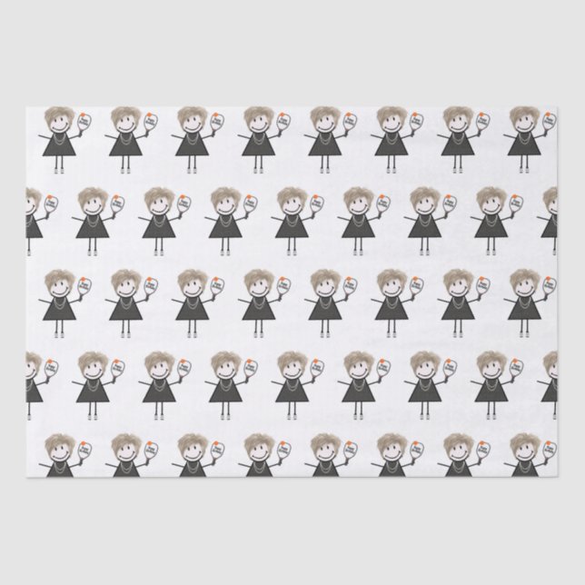 Papel De Seda Garota de Articulação do Pickleball (Frente )