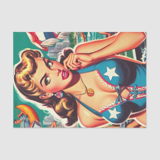 Papel De Seda Garota de Verão retrô (Frente )