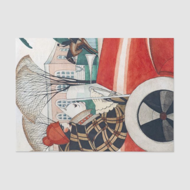 Papel De Seda Garota e Cachorro num Automóvel Vermelho (Frente )