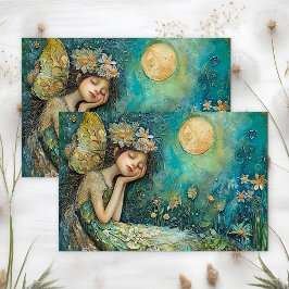 PAPEL DE SEDA GAROTA FADA AO CLARO DA LUA DÉCOUPAGE