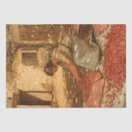 Papel De Seda Garota Fazendo Cerejas na Provença (França)