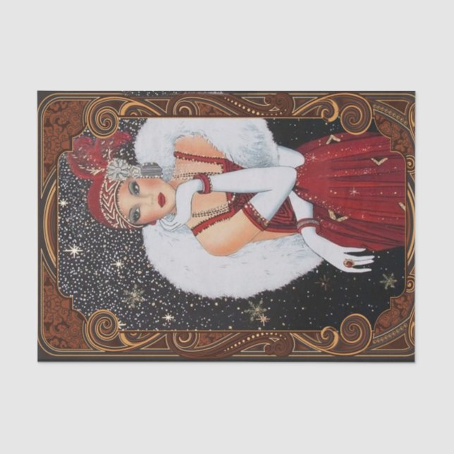 Papel De Seda Garota-Flapper de Natal Céu Noturno Encharcado por (Frente )