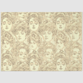 Papel De Seda Garota Gibson vittorian padrão sepia gold