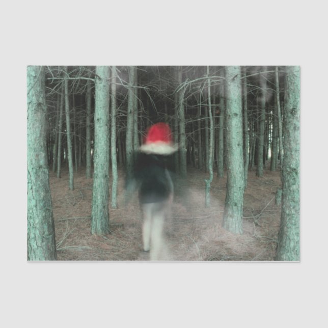 Papel De Seda Garota Gótica Moderna Floresta Vermelha Negra (Frente )