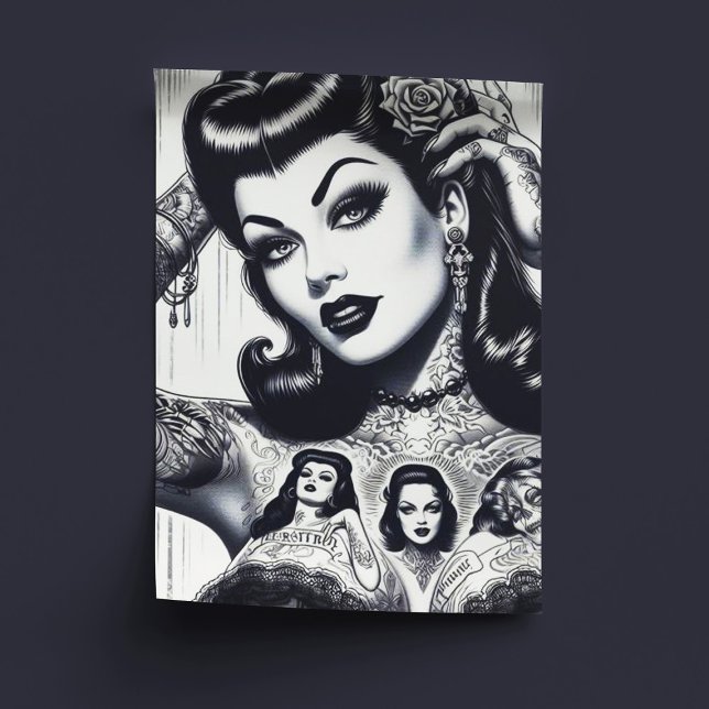 Papel De Seda Garota Gótica Tatuada Vintage (Criador carregado)