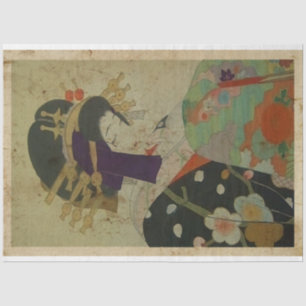 Papel De Seda Garota Japonesa Kimono Woodblock Estilo Impressão