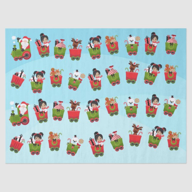 Papel De Seda Garota multicultural vivendo no trem de Natal (Frente )