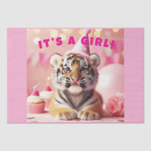 Papel De Seda Garota Rosa Rosa Tigre