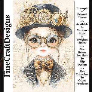 Papel De Seda Garota Steampunk, Olhos Pretos, Gravata BH7 Decoup
