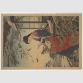 Papel De Seda Garota tradicional do Japão com livro