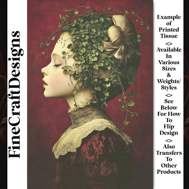 Papel De Seda Garota Vitoriana, Vestido Velvet, Vinhas BE4 Decou (Criador carregado)