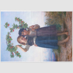 Papel De Seda Garotas com o ramo de cereja, Bouguereau