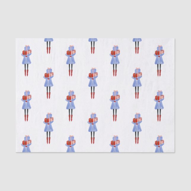 Papel De Seda Garotas de Moda de Natal com Aquarela (Frente )