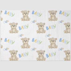 Papel De Seda Garoto Azul-Polkadoto Urso-de-Corte