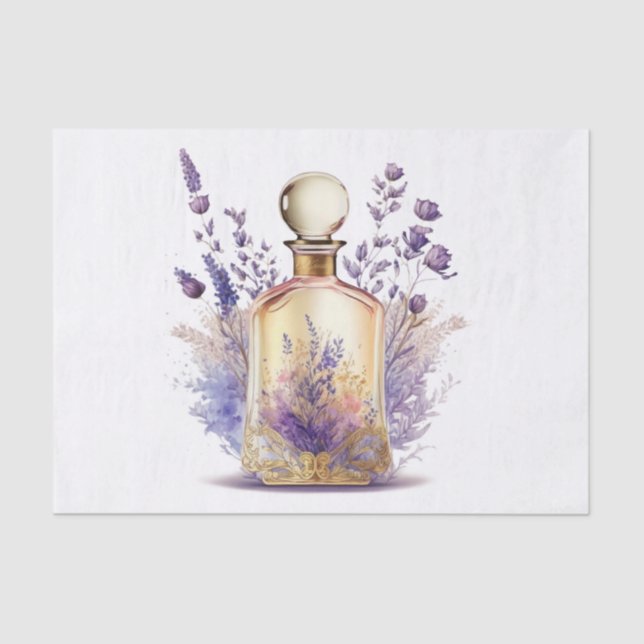 Papel De Seda Garrafa de perfumes e Lavanda brilhante (Frente )