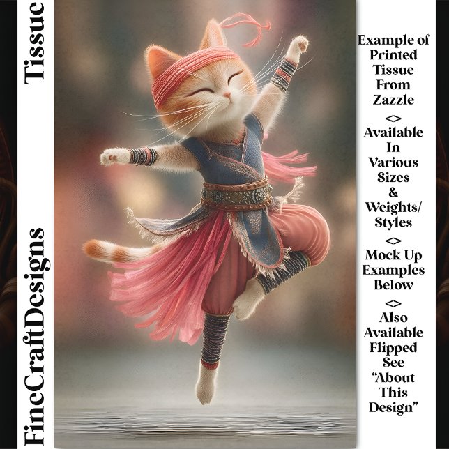 Papel De Seda Gata Taba Ginger Dançante Bailarina Decoupage DK2R (Criador carregado)