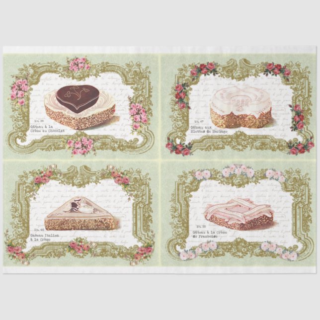 Papel De Seda "Gâteaux à la Crème French Cream Cake Decoupage" (Frente )