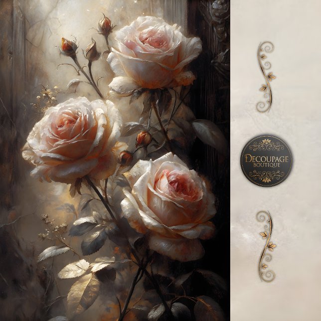 Papel De Seda Gathered Blush Roses Decoupage (Gathered Blush Roses Decoupage Tissue Paper)