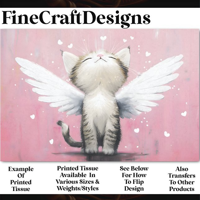 Papel De Seda Gatinho Adorável Com Asas, AV5 Decoupage Rosa (Criador carregado)