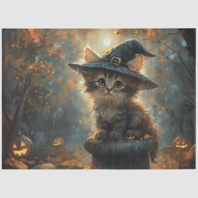 Papel De Seda Gatinho Bonito Vestindo uma Desnuvem de Chapéu de  (Frente )