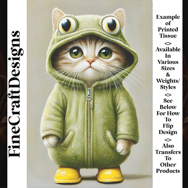 Papel De Seda Gatinho Branco Vestido Como Uma Decoupage AL3 Sapo (Criador carregado)