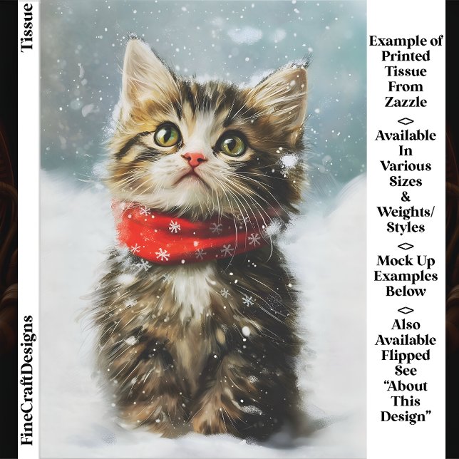 Papel De Seda Gatinho Nevado, Cachecol Vermelho de Natal EG2L De (Criador carregado)