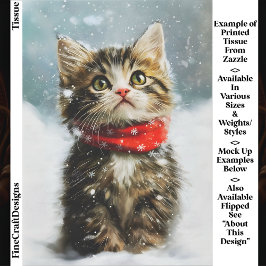 Papel De Seda Gatinho Nevado, Cachecol Vermelho de Natal EG2R De