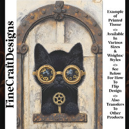 Papel De Seda Gatinho Preto Espiando por Buraco AP2 Decoupage