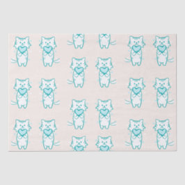 Papel De Seda Gatinho Teal de Namorados Feliz