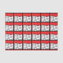 Papel De Seda Gatinhos no vermelho