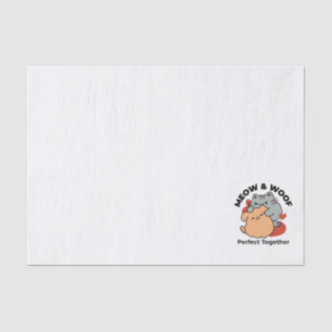 Papel De Seda Gato Adorável e Cachorro Abraço - Meow & Woof Desi