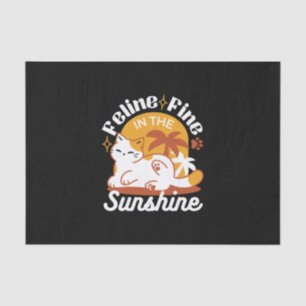 Papel De Seda Gato Adorável Relaxando no Sol - Pet de Verão