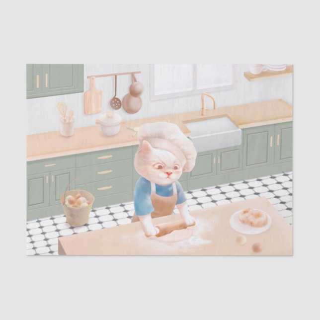 Papel De Seda Gato Baker Baby - Cozy Morning Kneading (Frente )