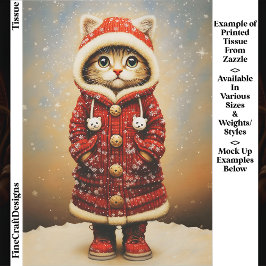 Papel De Seda Gato Caprichoso, Casaco Vermelho, Neve EJ5 Decoupa