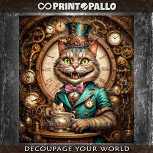 Papel De Seda Gato Cheshire Steampunk - Alice no País das Maravi