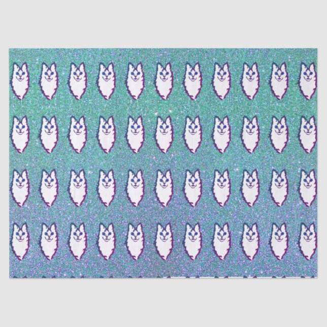 Papel De Seda Gato de Angora Turco - Angora Azul (Frente )