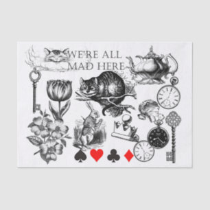 Papel De Seda Gato de Cheshire clássico alice no país das maravi