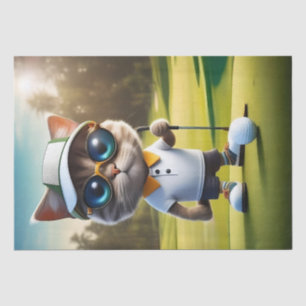 Papel De Seda Gato De Golfe Engraçado Jogando Golfe,