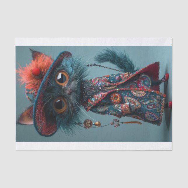 Papel De Seda Gato de Moda Alta 4 (Frente )